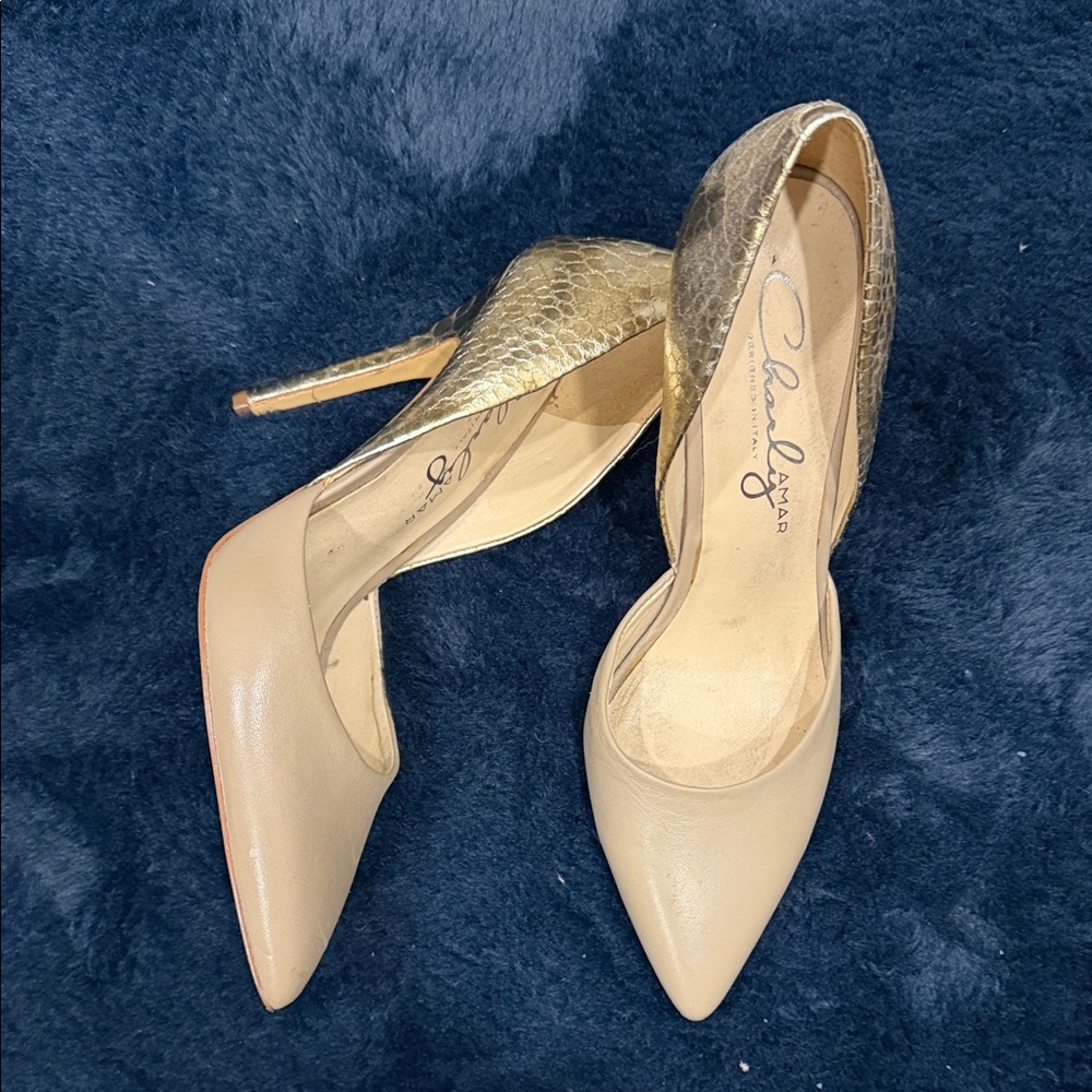 Women's Gold and Cream Heels